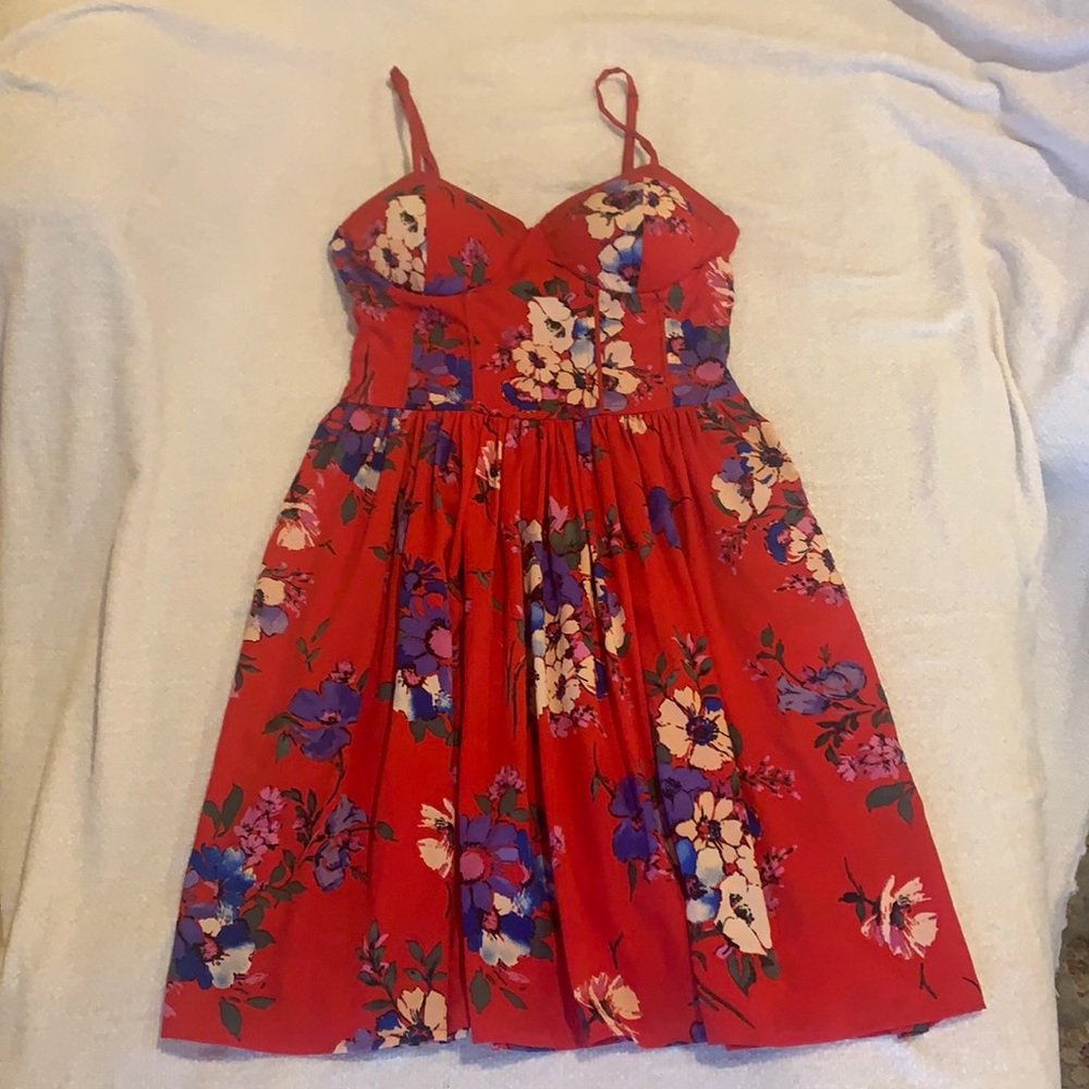 Red Floral Dress with Spaghetti Straps